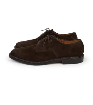 Alden Unlined Suede Plain Toe Blucher Shoe: Chocolate 29334F