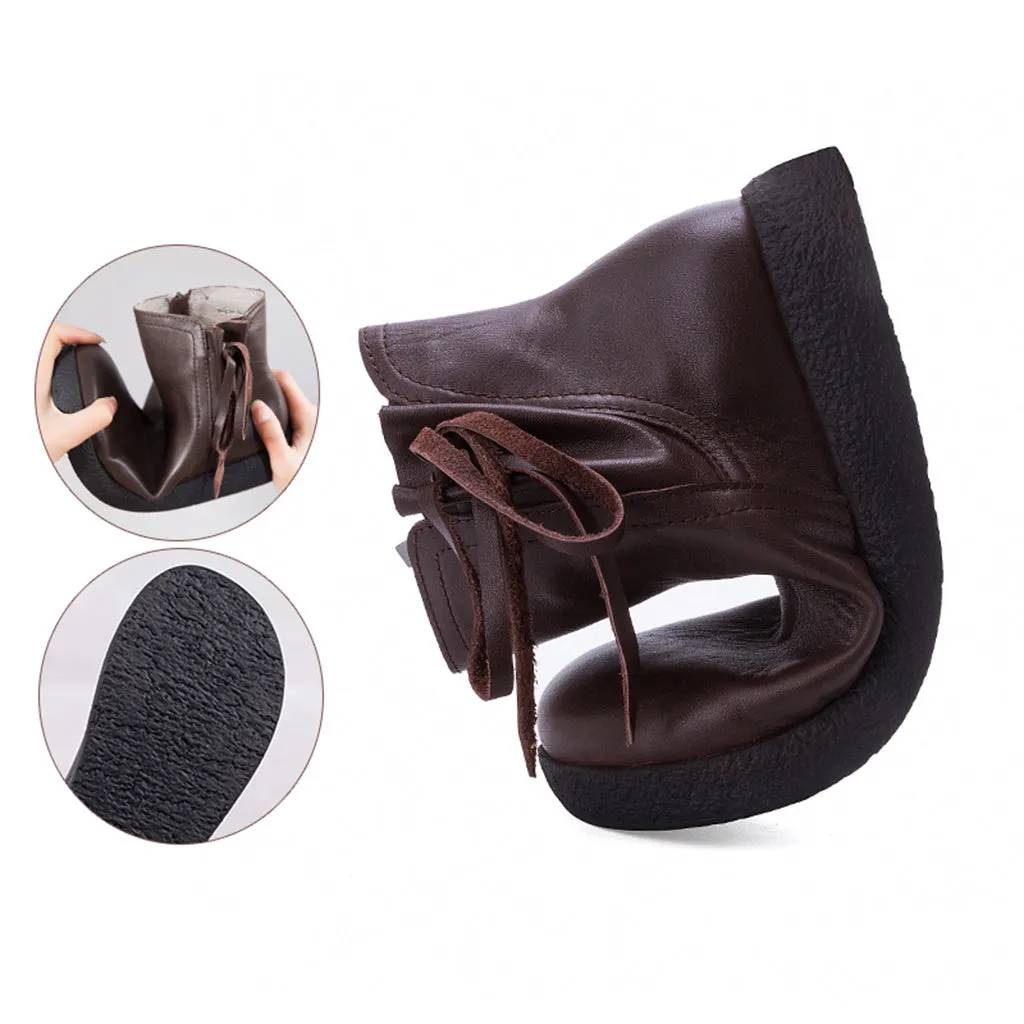 Autumn Winter Retro Casual Leather Short Boots | Gift Shoes