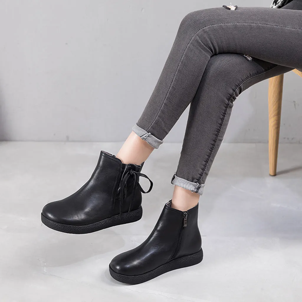 Autumn Winter Retro Casual Leather Short Boots | Gift Shoes