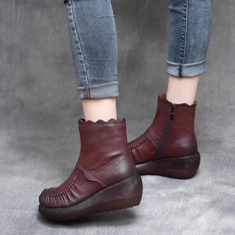 Autumn Winter  Waterproof Handmade Retro Wedge Boots