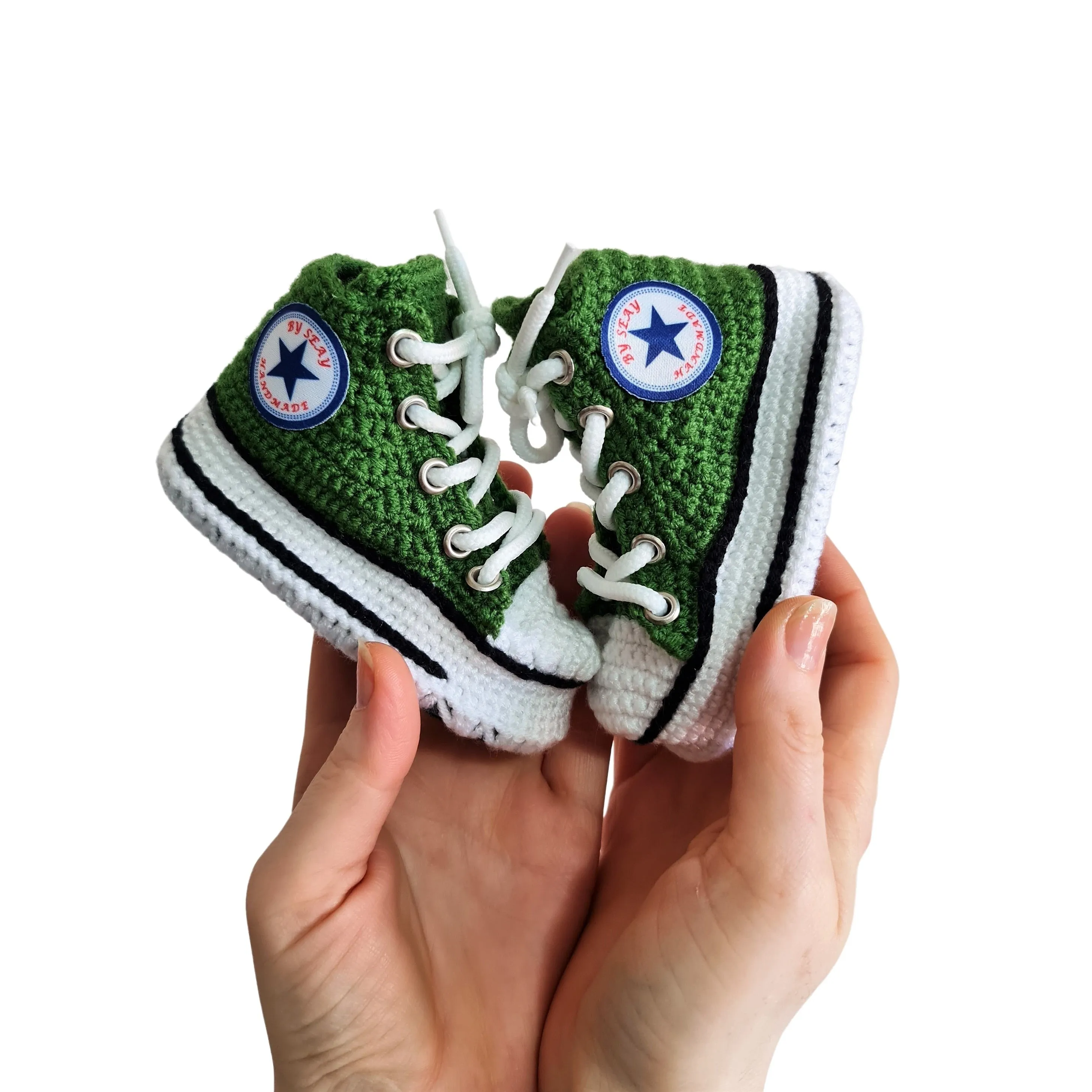 Baby Converse Booties Shoes Green Slippers Handmade Newborn Sneakers Plush Soft Socks