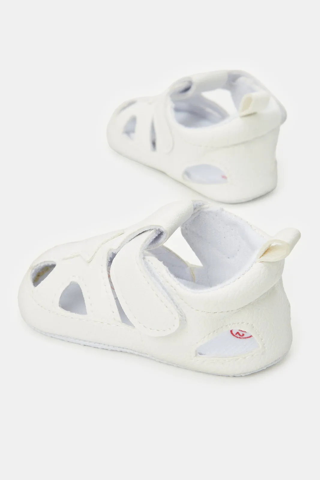 Baby White Velcro Strap Pram Shoes