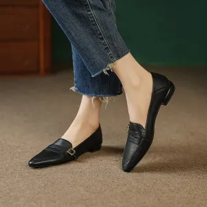 Casual Pointed Toe Comfy Low Heel Flat Shoes