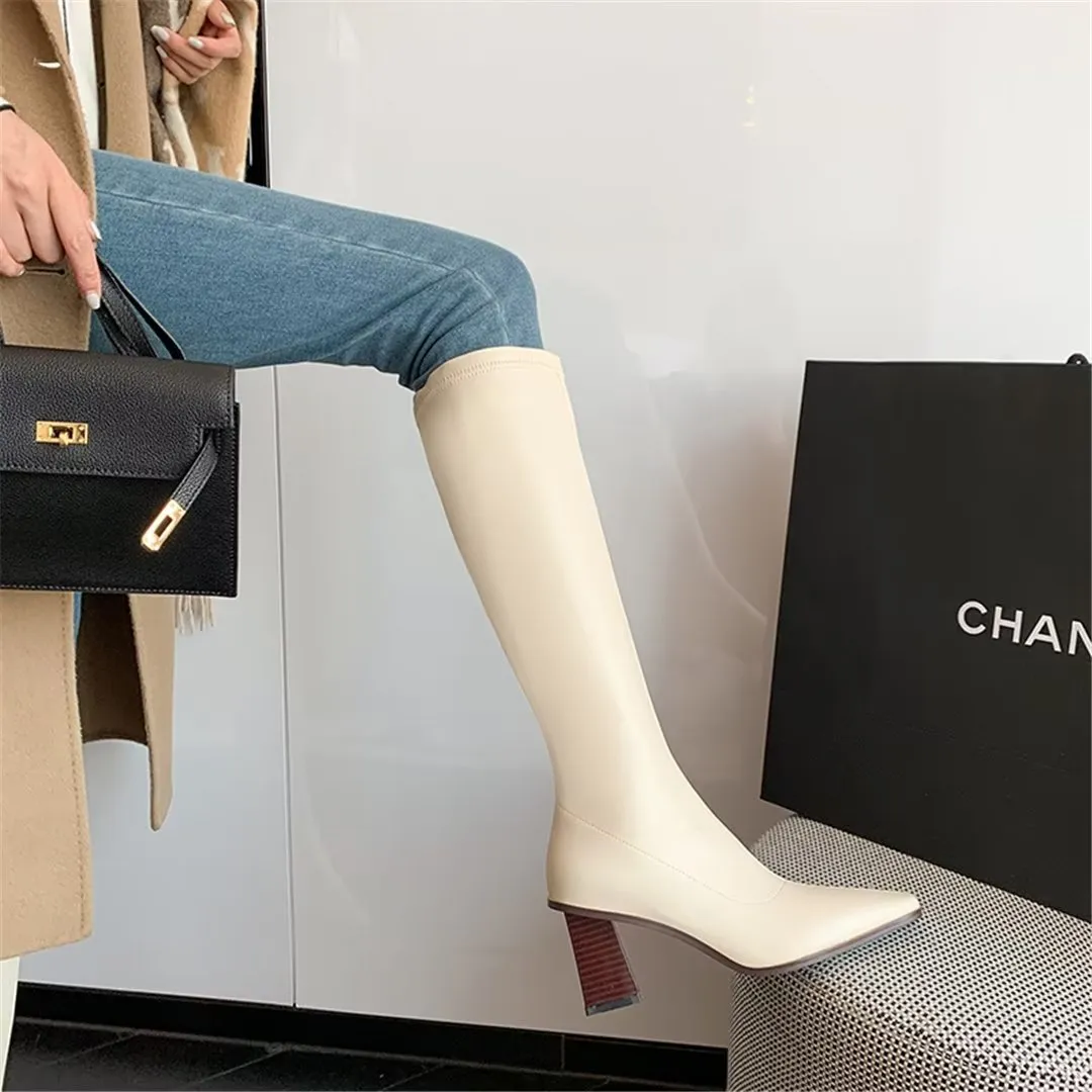 ChicVogue Elite Leather Square-Toe Winter Boots