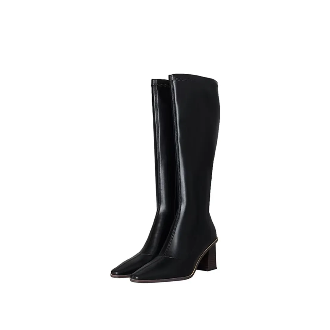 ChicVogue Elite Leather Square-Toe Winter Boots