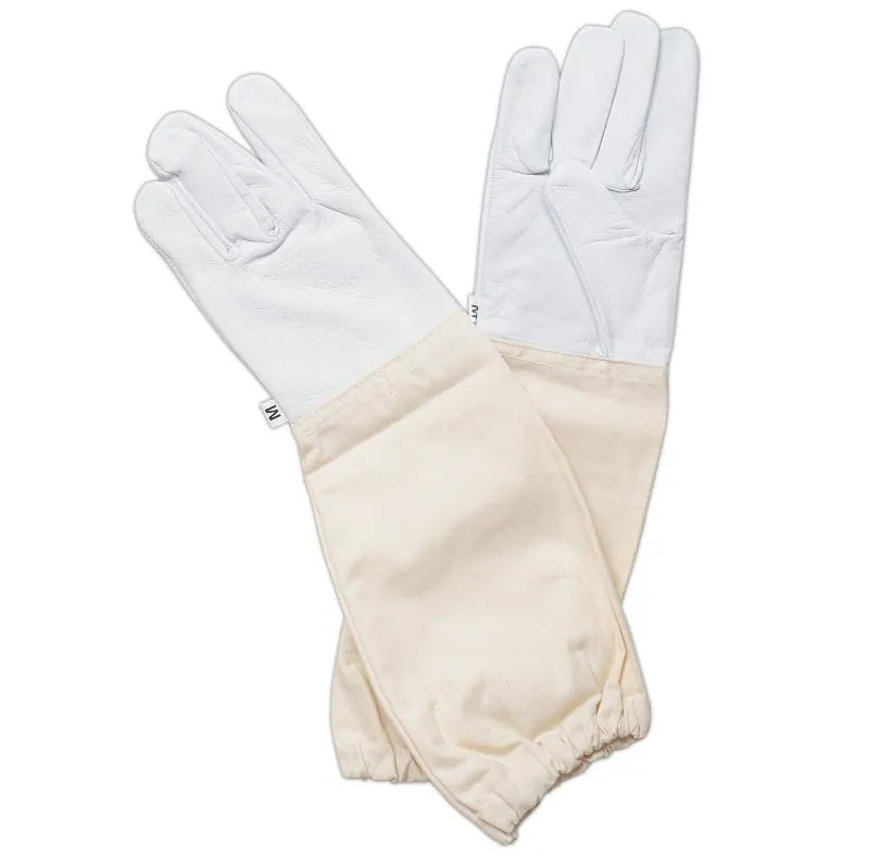 Children Goatskin Leather Beekeeper's Glove with Long Canvas Sleeve & Elastic Cuff