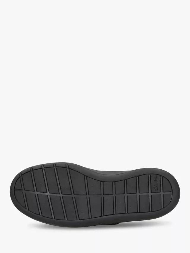 Clarks Street Soar Black Leather Girls School Shoes