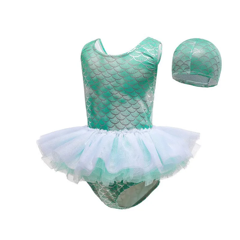 Cross-Border Girls' One-Piece Lace Swimsuit Children's Clothing Cute Swimwear