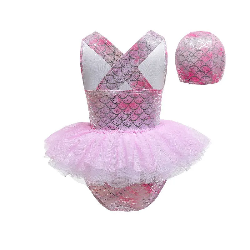 Cross-Border Girls' One-Piece Lace Swimsuit Children's Clothing Cute Swimwear