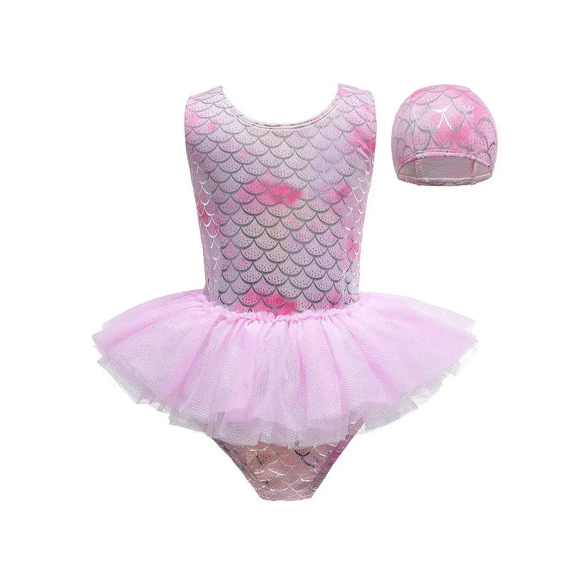 Cross-Border Girls' One-Piece Lace Swimsuit Children's Clothing Cute Swimwear