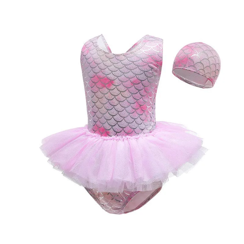 Cross-Border Girls' One-Piece Lace Swimsuit Children's Clothing Cute Swimwear