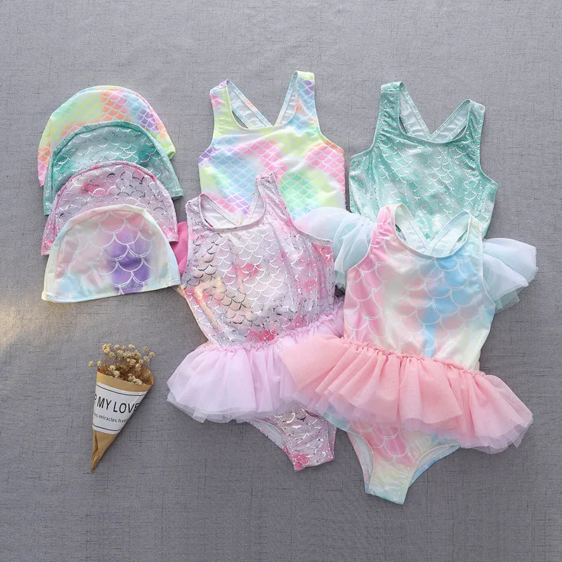 Cross-Border Girls' One-Piece Lace Swimsuit Children's Clothing Cute Swimwear