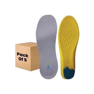 Dr Foot Gel Insoles Pair | For Walking, Running, Sports Shoes | All Day Comfort Shoe Inserts With Dual Gel Technology | Ideal Full-Length Sole For Every Shoe For Unisex- 1 Pair (Size - L) (Pack of 5)