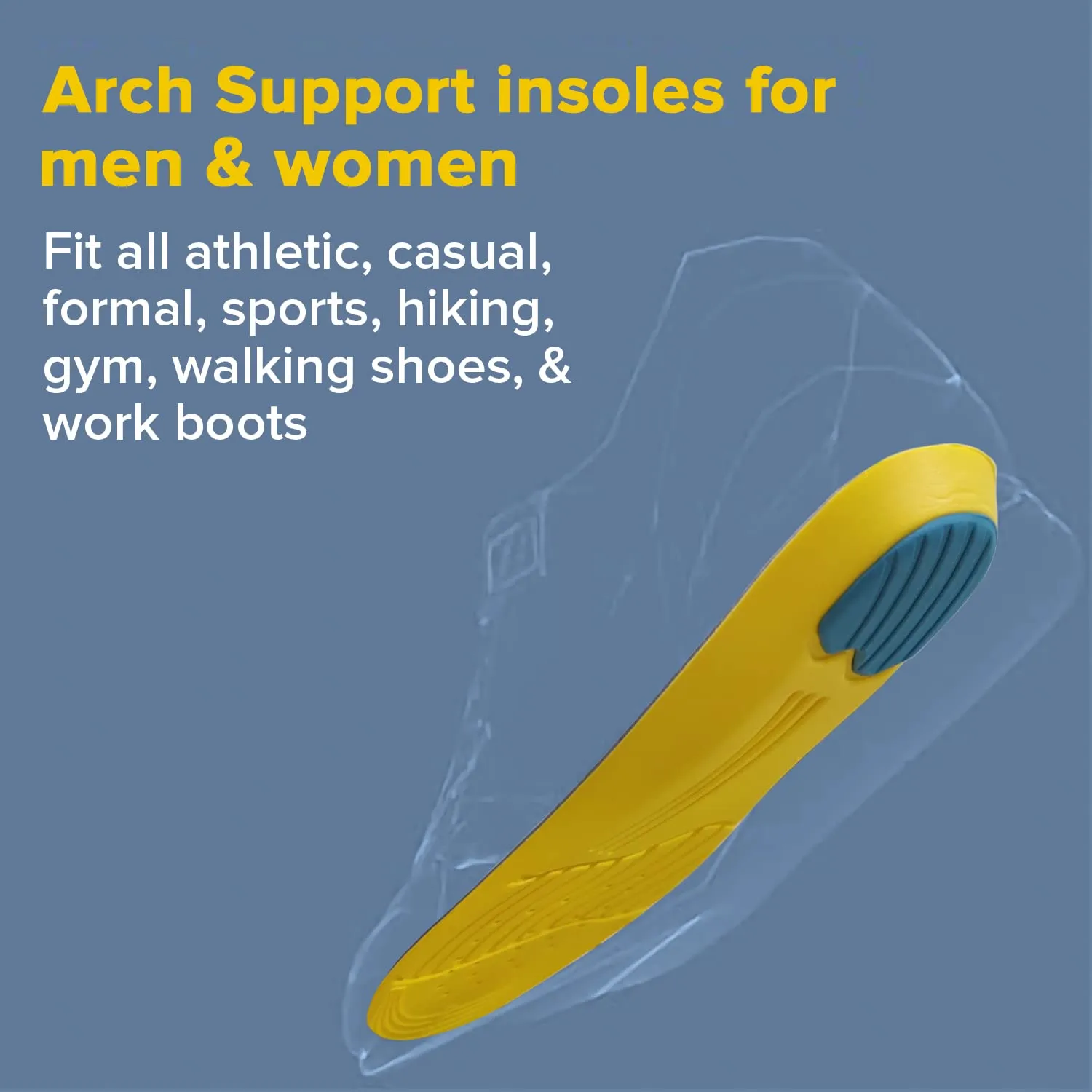 Dr Foot Gel Insoles Pair | For Walking, Running, Sports Shoes | All Day Comfort Shoe Inserts With Dual Gel Technology | Ideal Full-Length Sole For Every Shoe For Unisex- 1 Pair (Size - L) (Pack of 5)