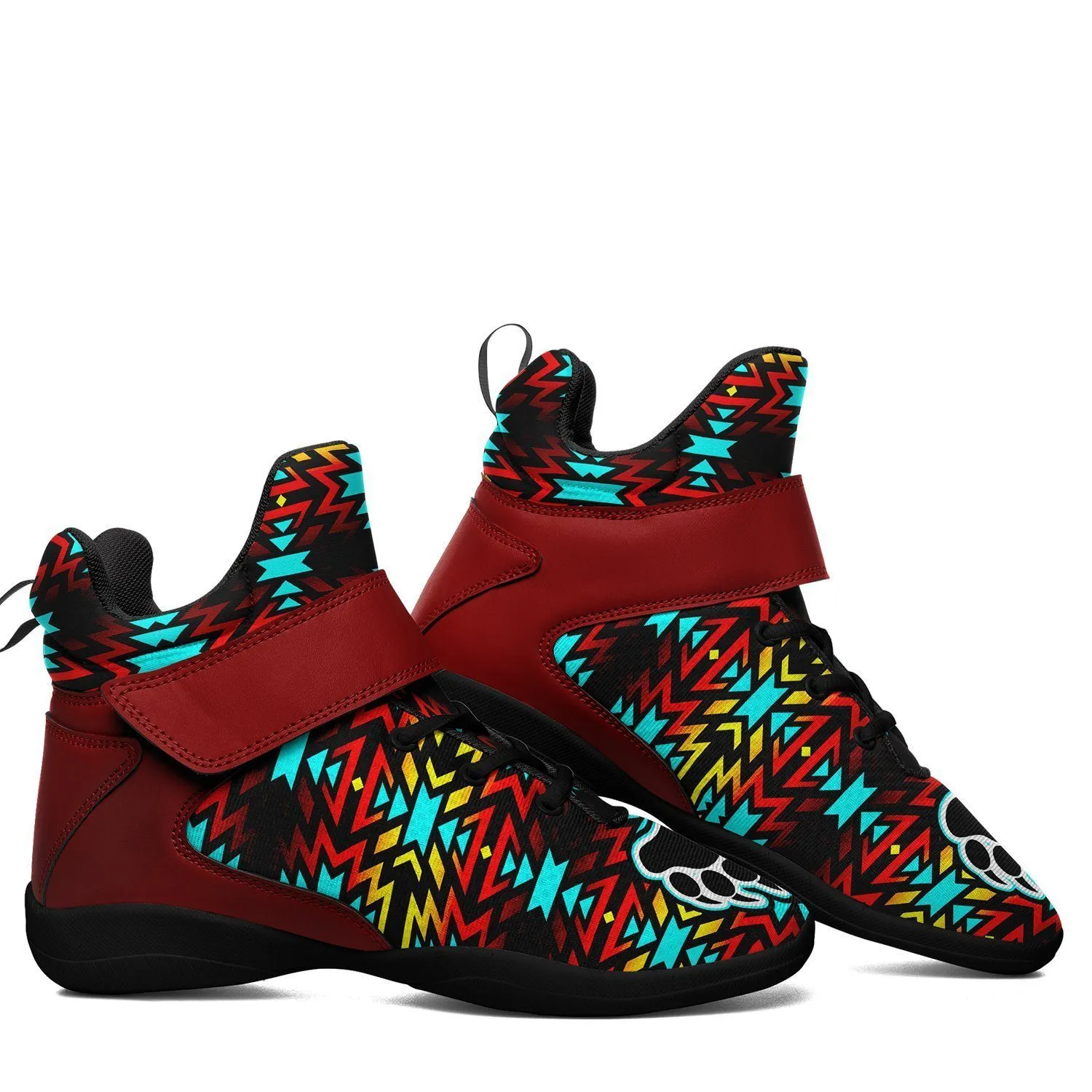 Fire Colors and Turquoise Bearpaw Ipottaa Basketball / Sport High Top Shoes - Black Sole