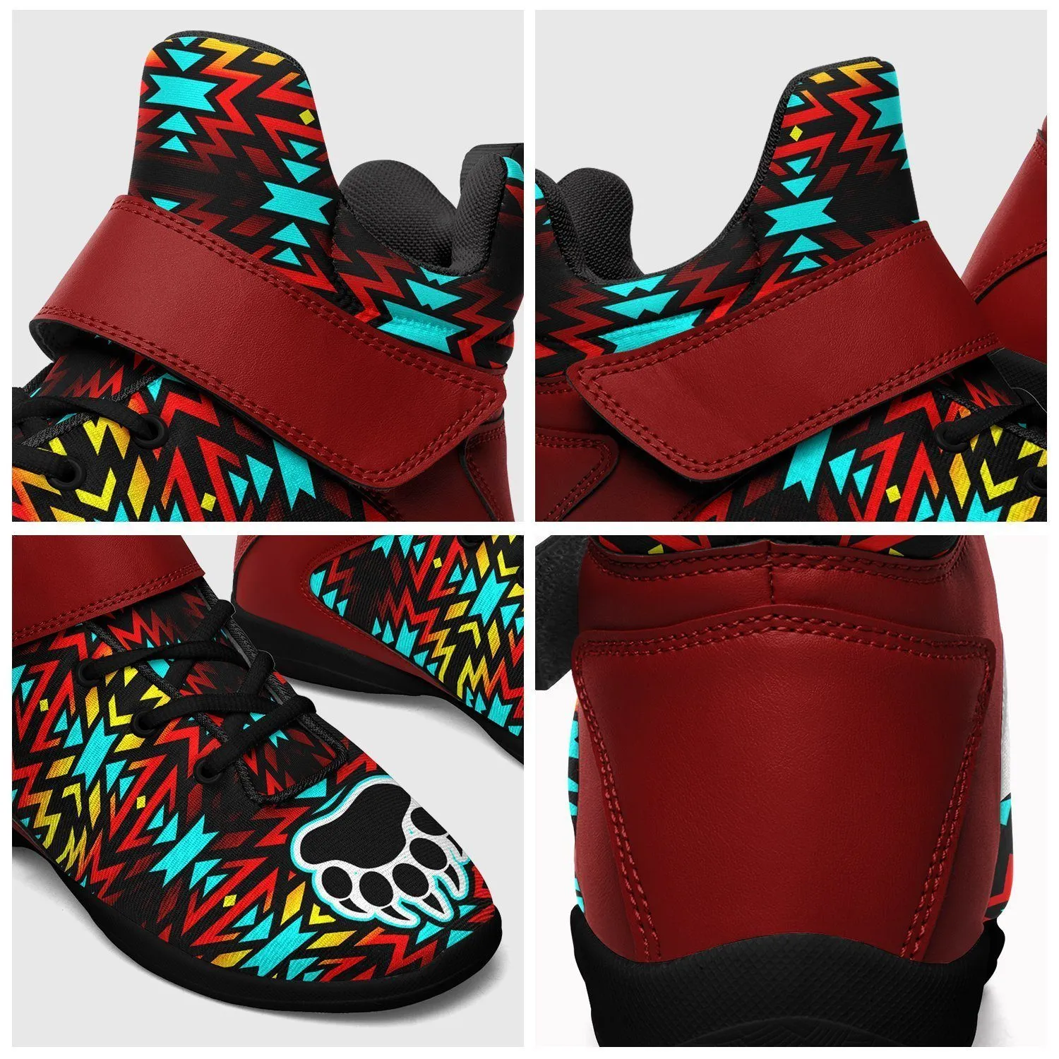 Fire Colors and Turquoise Bearpaw Ipottaa Basketball / Sport High Top Shoes - Black Sole