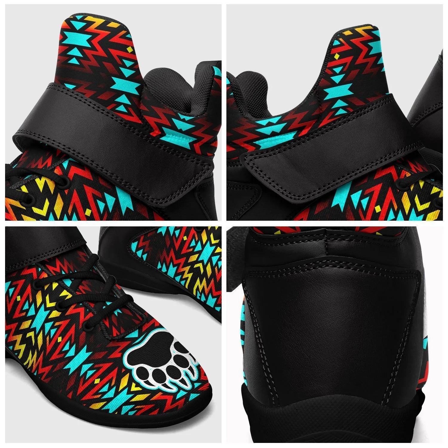 Fire Colors and Turquoise Bearpaw Ipottaa Basketball / Sport High Top Shoes - Black Sole