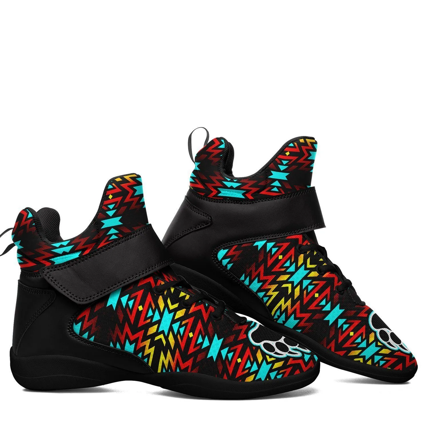 Fire Colors and Turquoise Bearpaw Ipottaa Basketball / Sport High Top Shoes - Black Sole