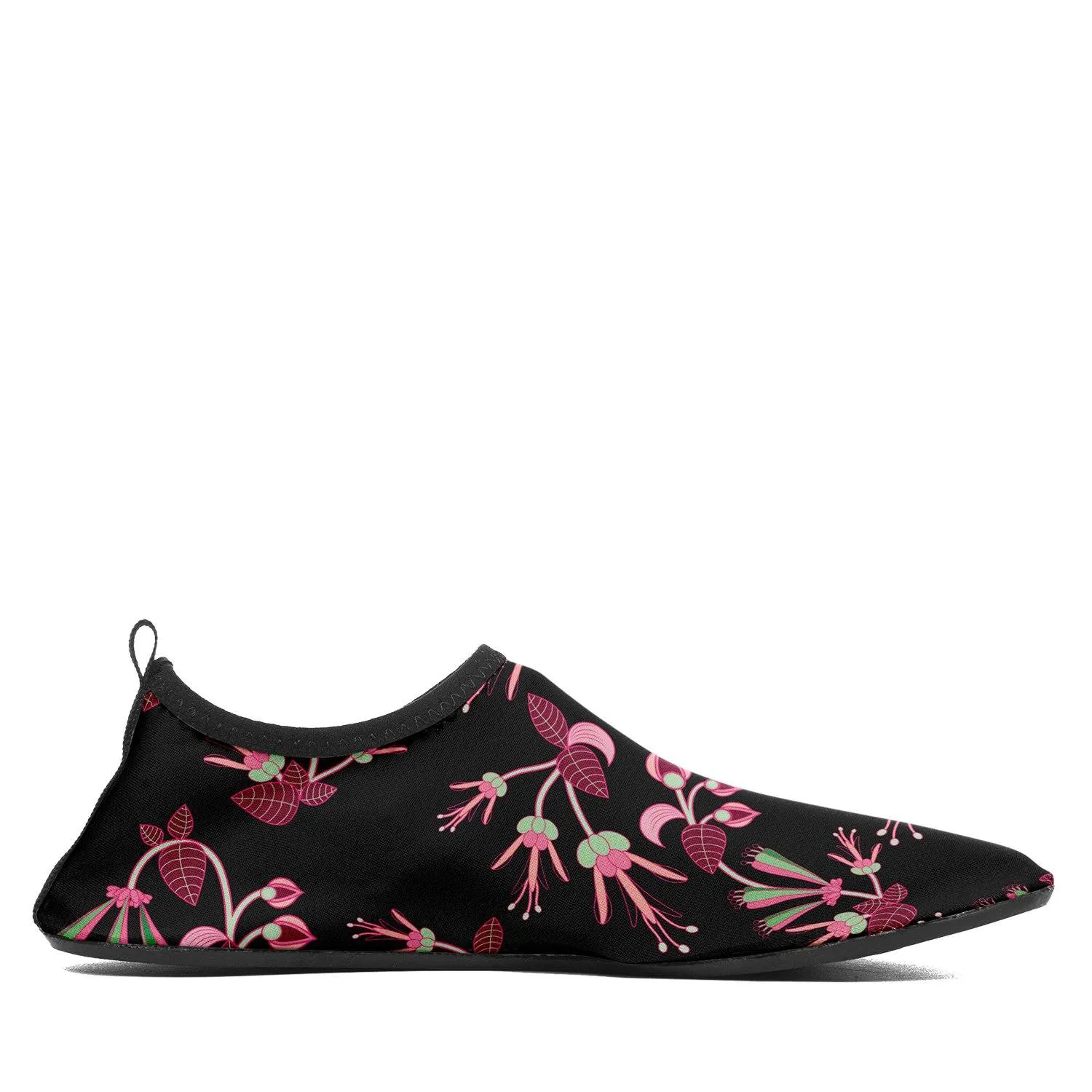 Floral Green Black Kid's Sockamoccs Slip On Shoes