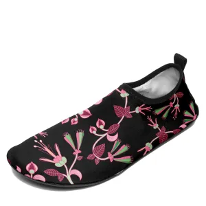 Floral Green Black Kid's Sockamoccs Slip On Shoes