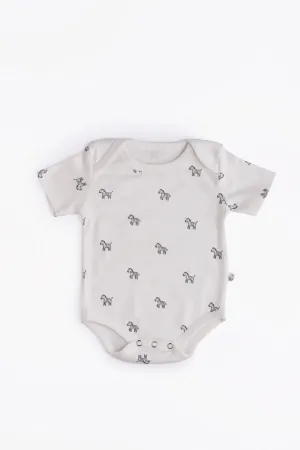 Half sleeve black pattern in white bodysuit for baby