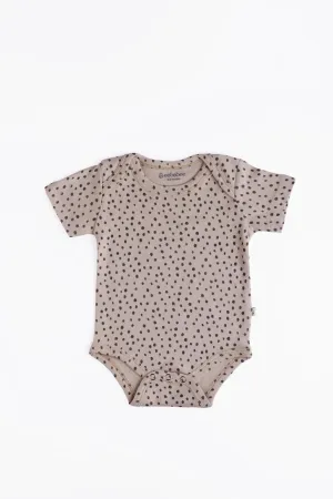 Half sleeve cream & black dots bodysuit for baby