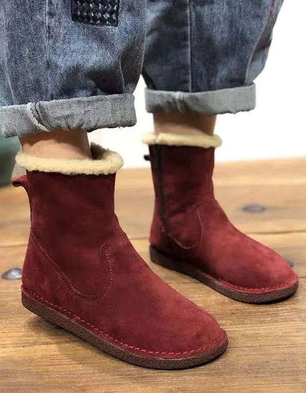 Handmade Retro Suede Winter fur Boots