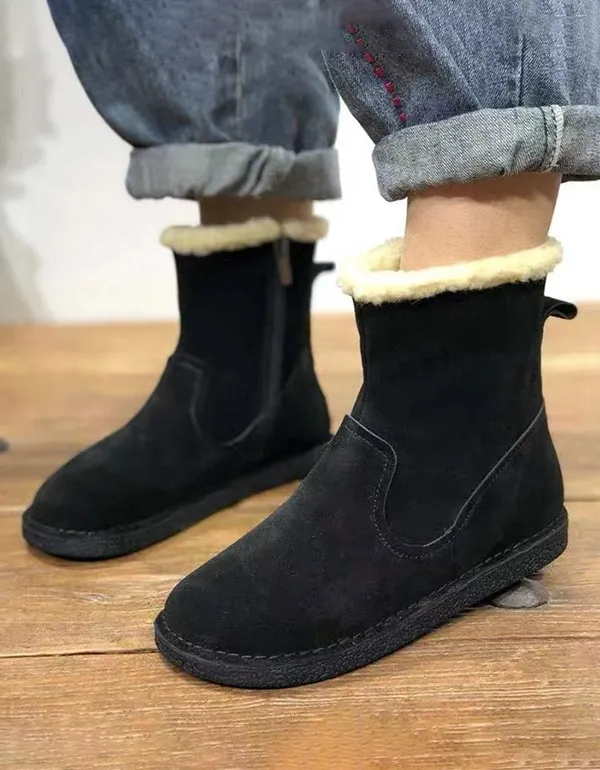 Handmade Retro Suede Winter fur Boots