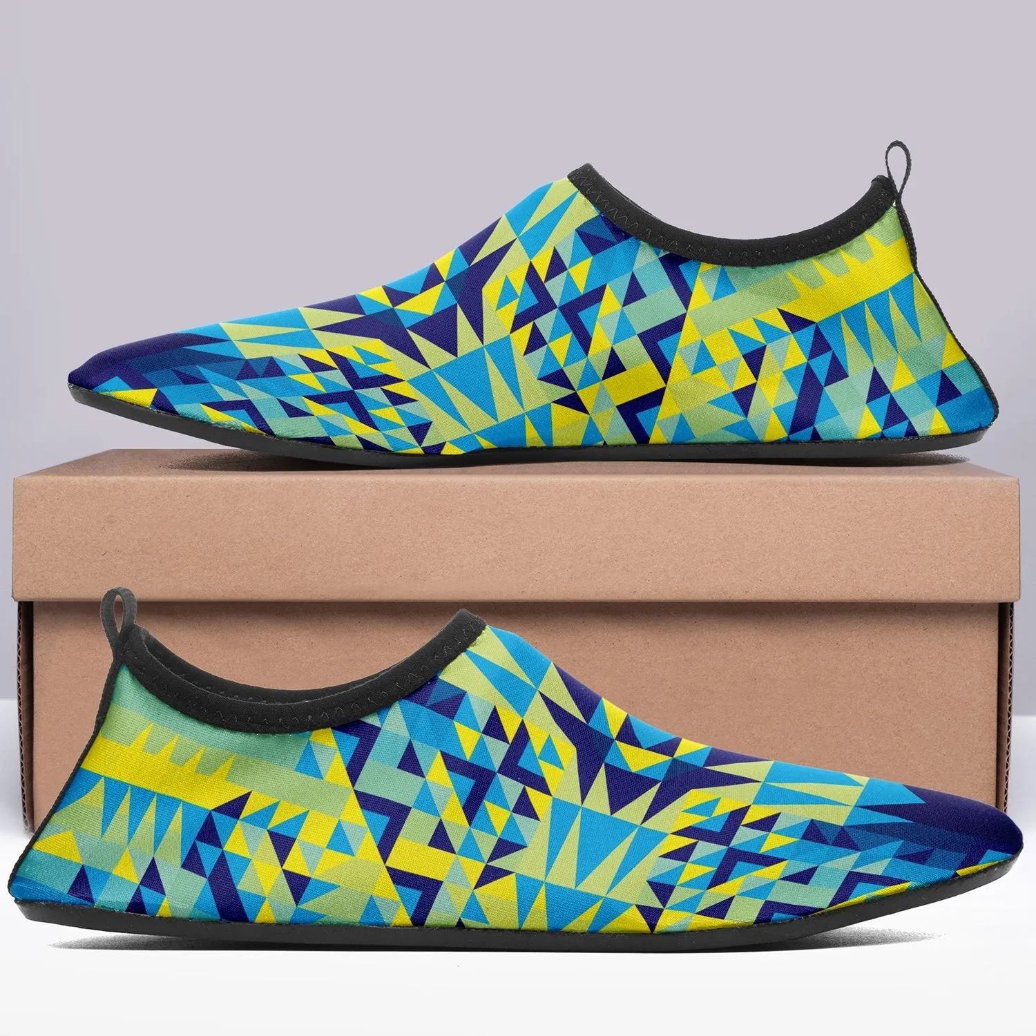 Kaleidoscope Jaune Bleu Kid's Sockamoccs Slip On Shoes