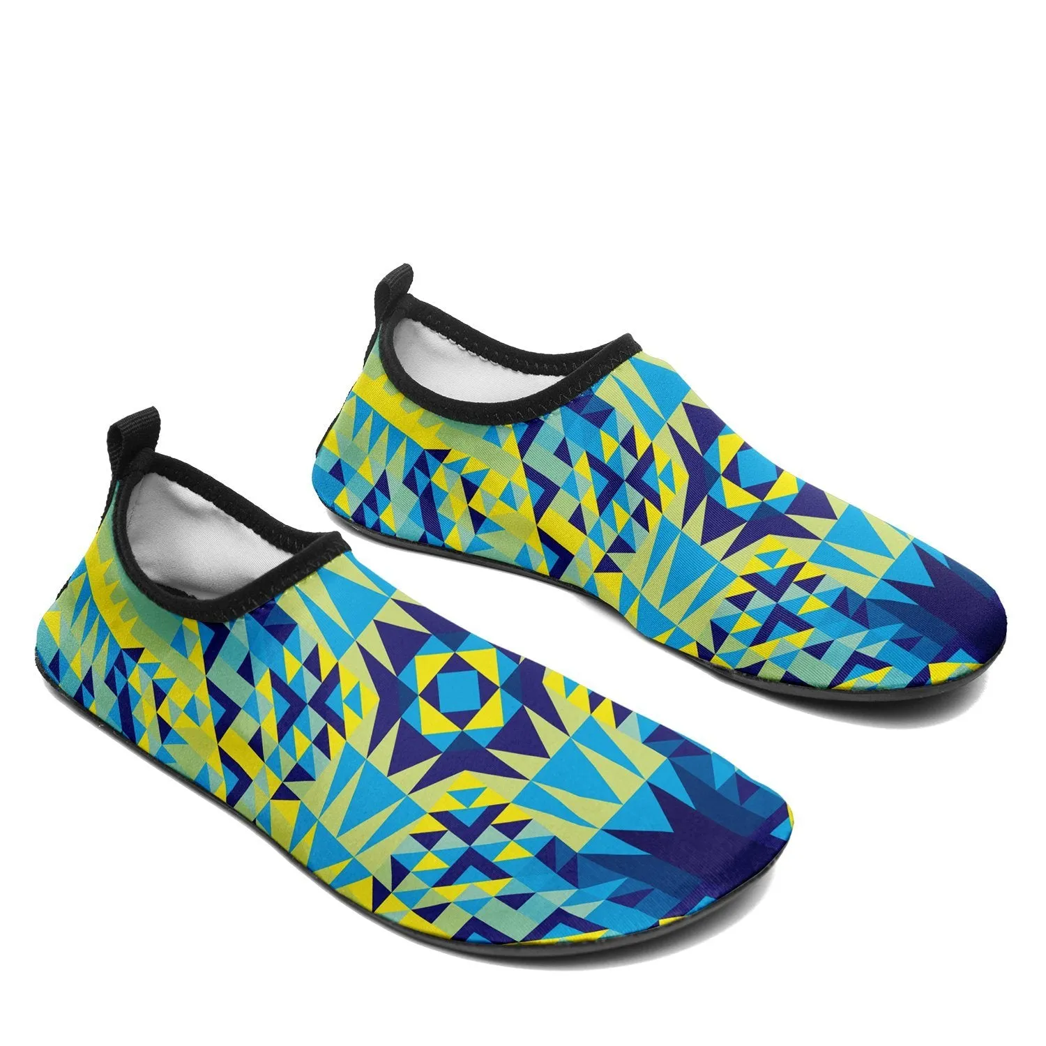 Kaleidoscope Jaune Bleu Kid's Sockamoccs Slip On Shoes