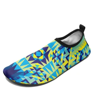 Kaleidoscope Jaune Bleu Kid's Sockamoccs Slip On Shoes