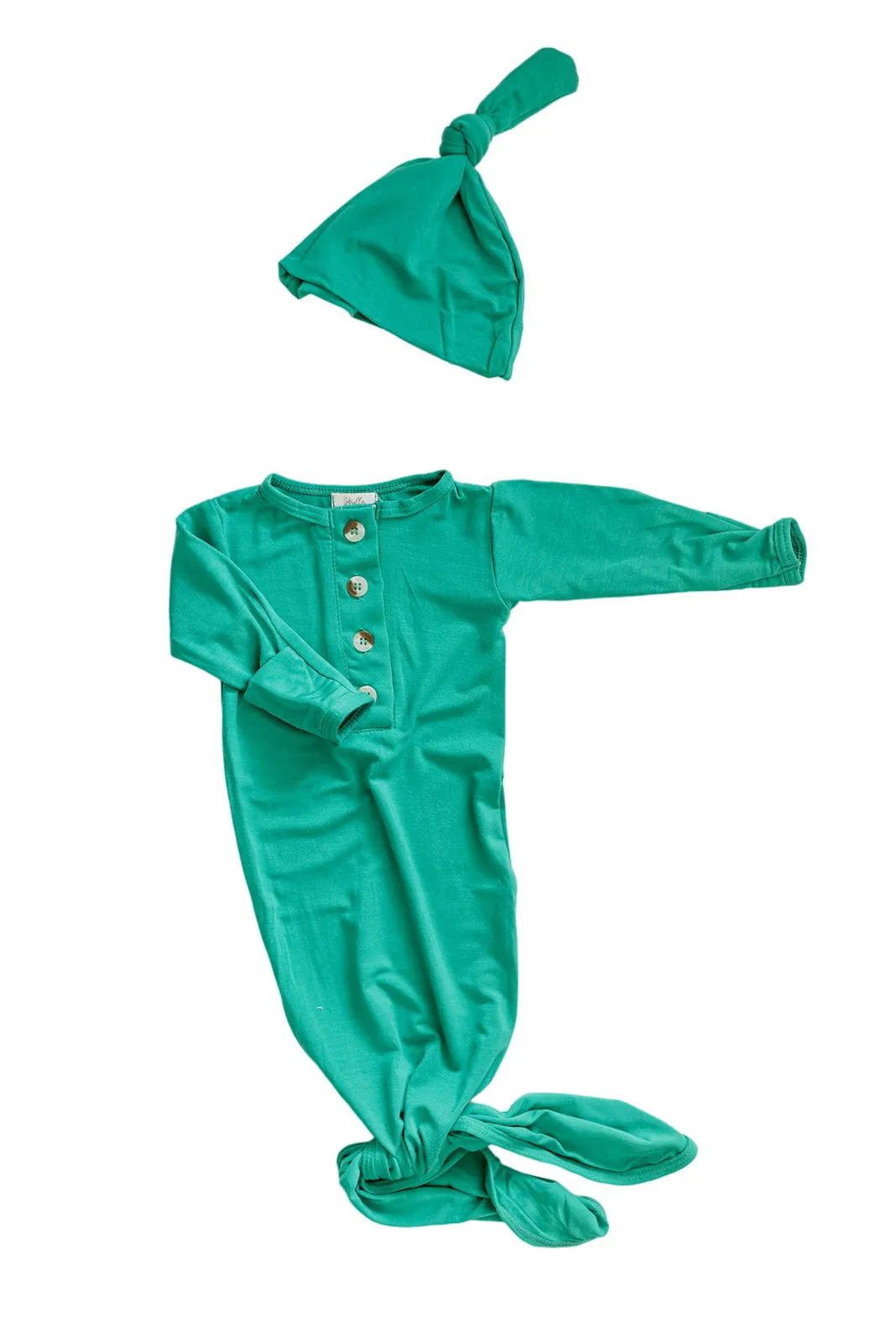 Knotted Baby Gown Set - Holiday Green (newborn-3 Months)