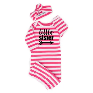 Little sister Handmade stripe gown - Pink