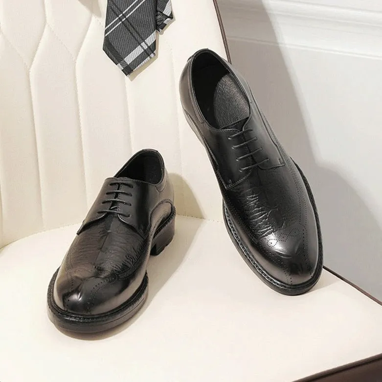 LuxeLeather Exotic Pattern Lace-up Oxford Shoes