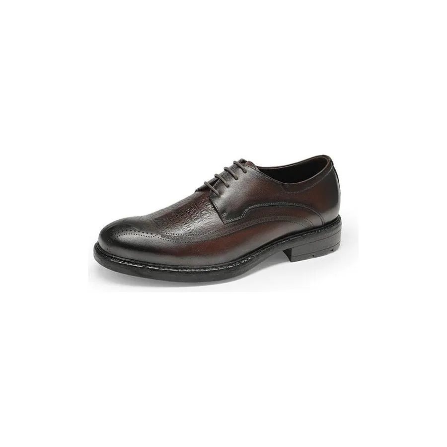 LuxeLeather Exotic Pattern Lace-up Oxford Shoes