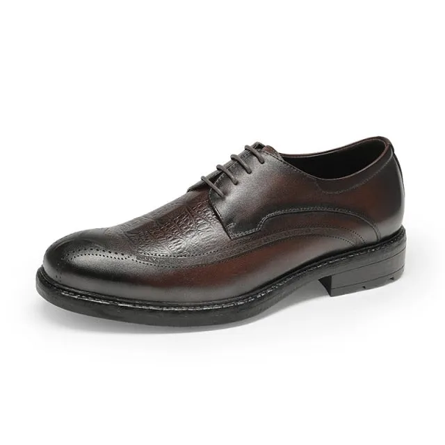 LuxeLeather Exotic Pattern Lace-up Oxford Shoes