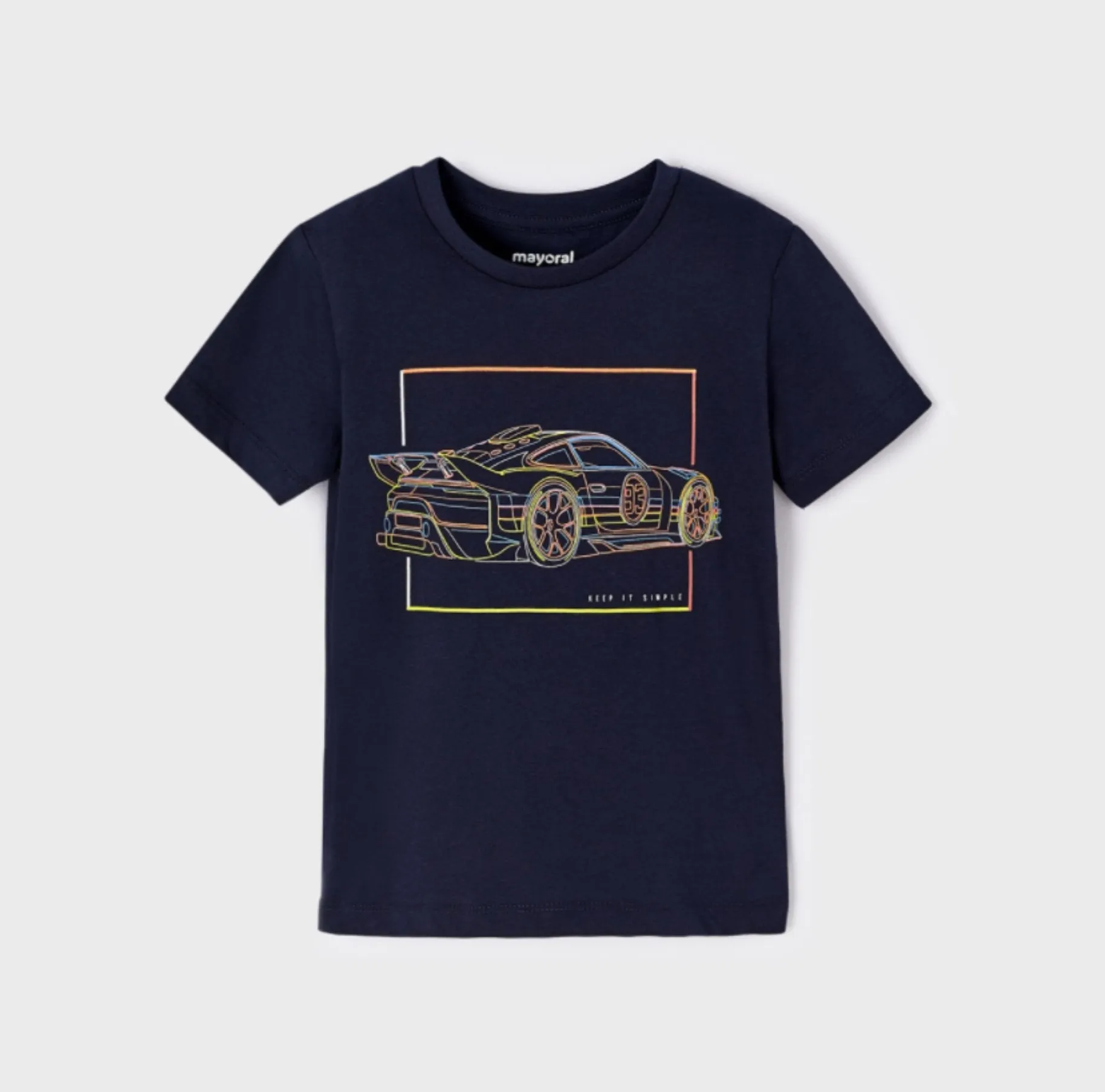 Mayoral Boys Neon & Navy Short Sleeve Graphic Sports Car T-Shirt