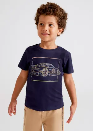 Mayoral Boys Neon & Navy Short Sleeve Graphic Sports Car T-Shirt