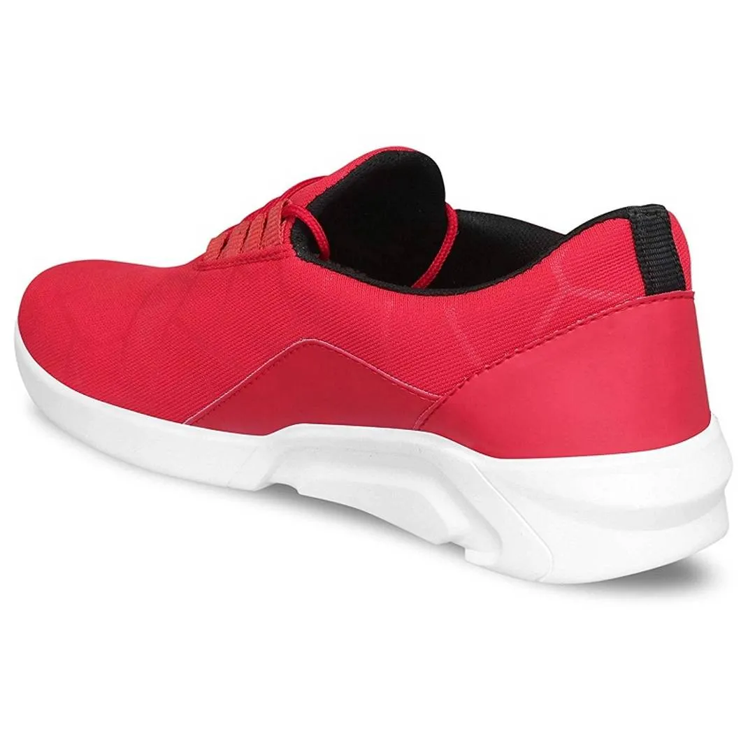 Men's Stylish and Trendy Red Solid Fabric Casual Sports Shoes