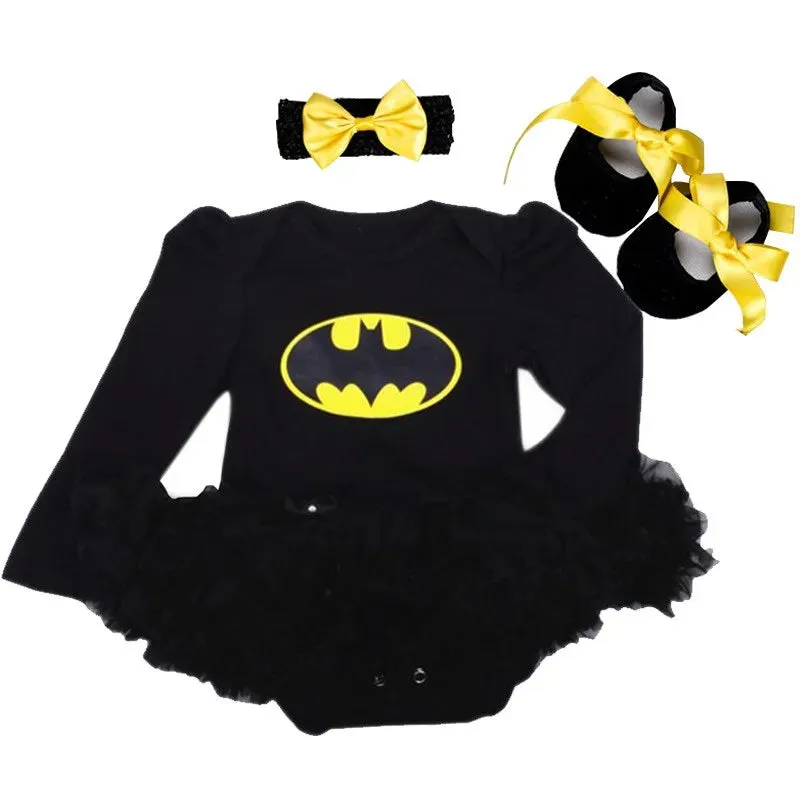 Newborn Infant Halloween Costumes Superwoman Batwoman Long Sleeve Baby Girl Party Tutus Dress