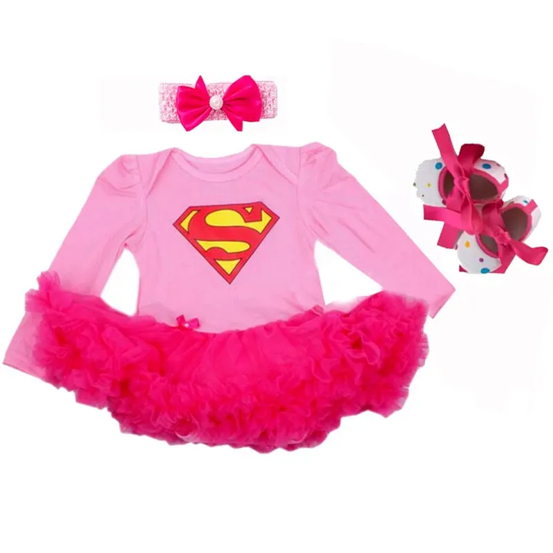 Newborn Infant Halloween Costumes Superwoman Batwoman Long Sleeve Baby Girl Party Tutus Dress