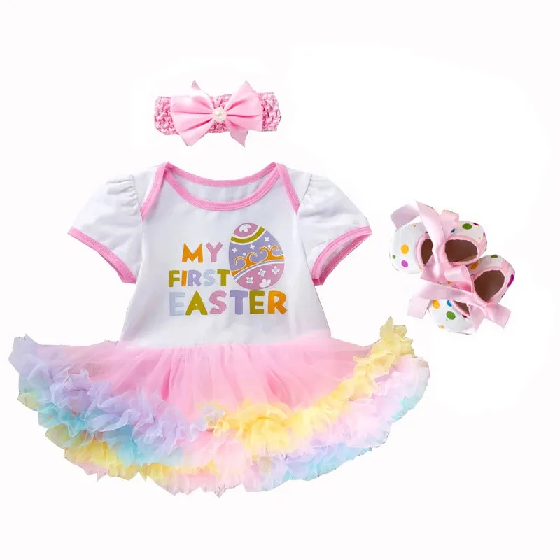 Newborn Infant My First Easter Costumes Baby Girl Birthday Party Dress Tutus Newborn Clothes