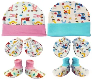 Newborn Set Of Cap, Pair Of Gloves And Socks (Pack of 2 Sets)