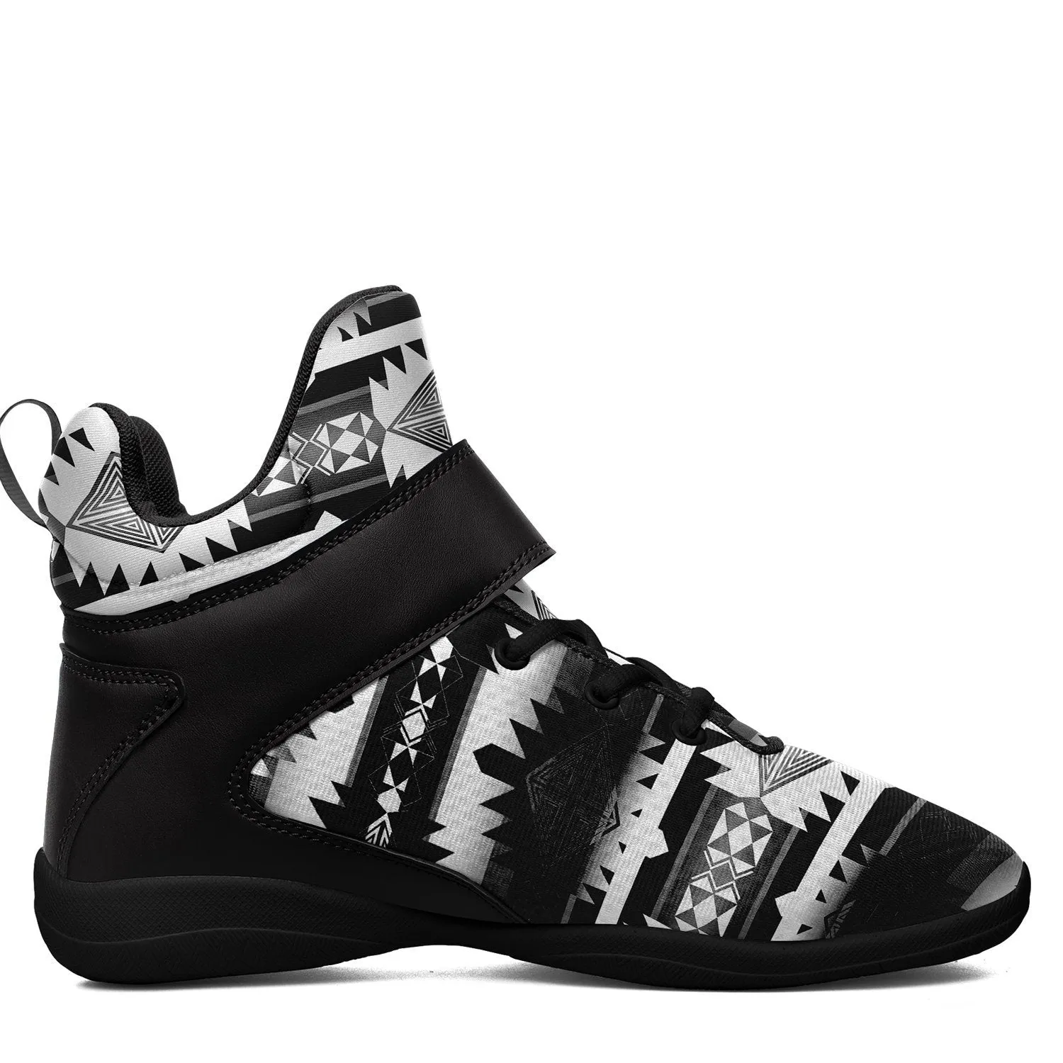 Okotoks Black and White Kid's Ipottaa Basketball / Sport High Top Shoes