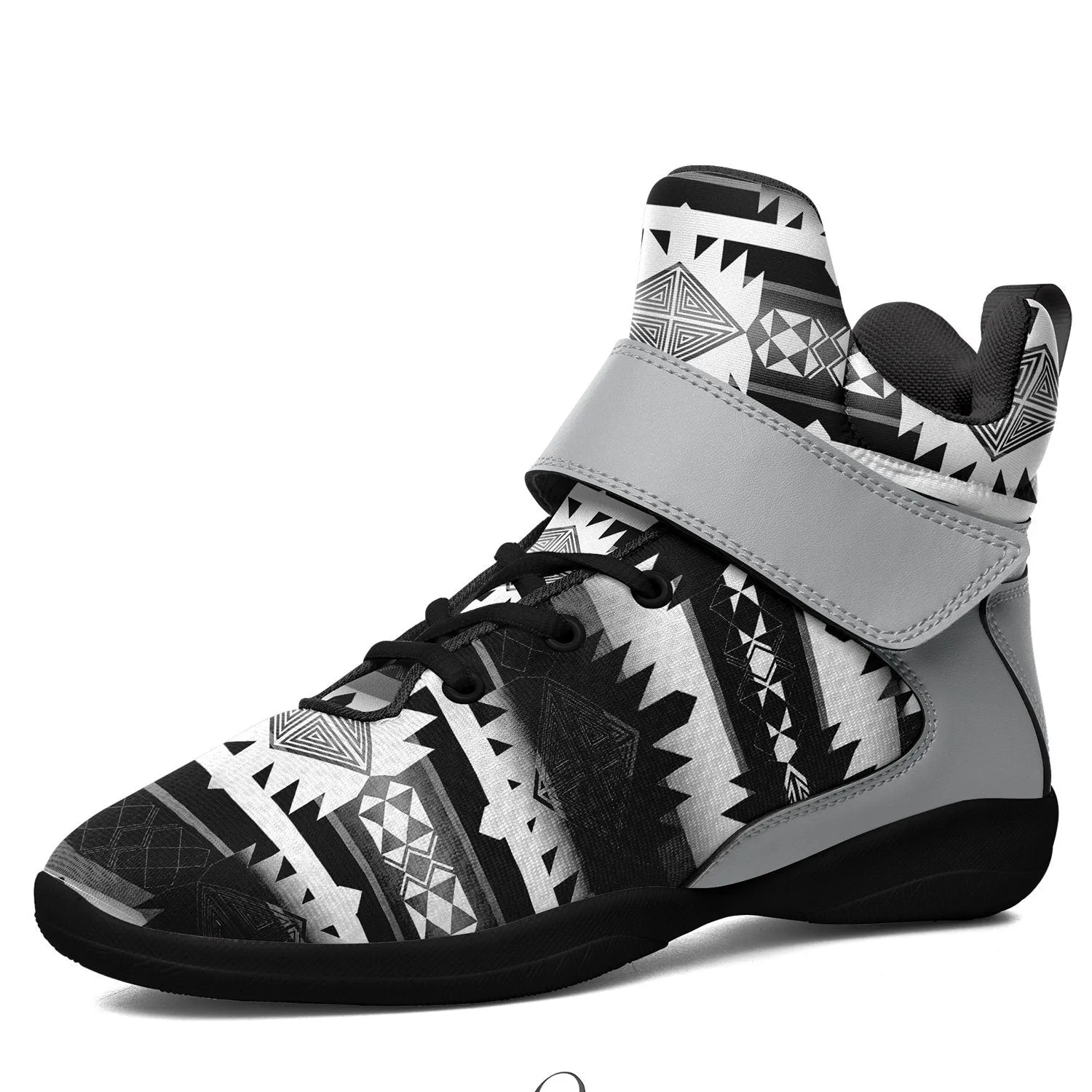 Okotoks Black and White Kid's Ipottaa Basketball / Sport High Top Shoes