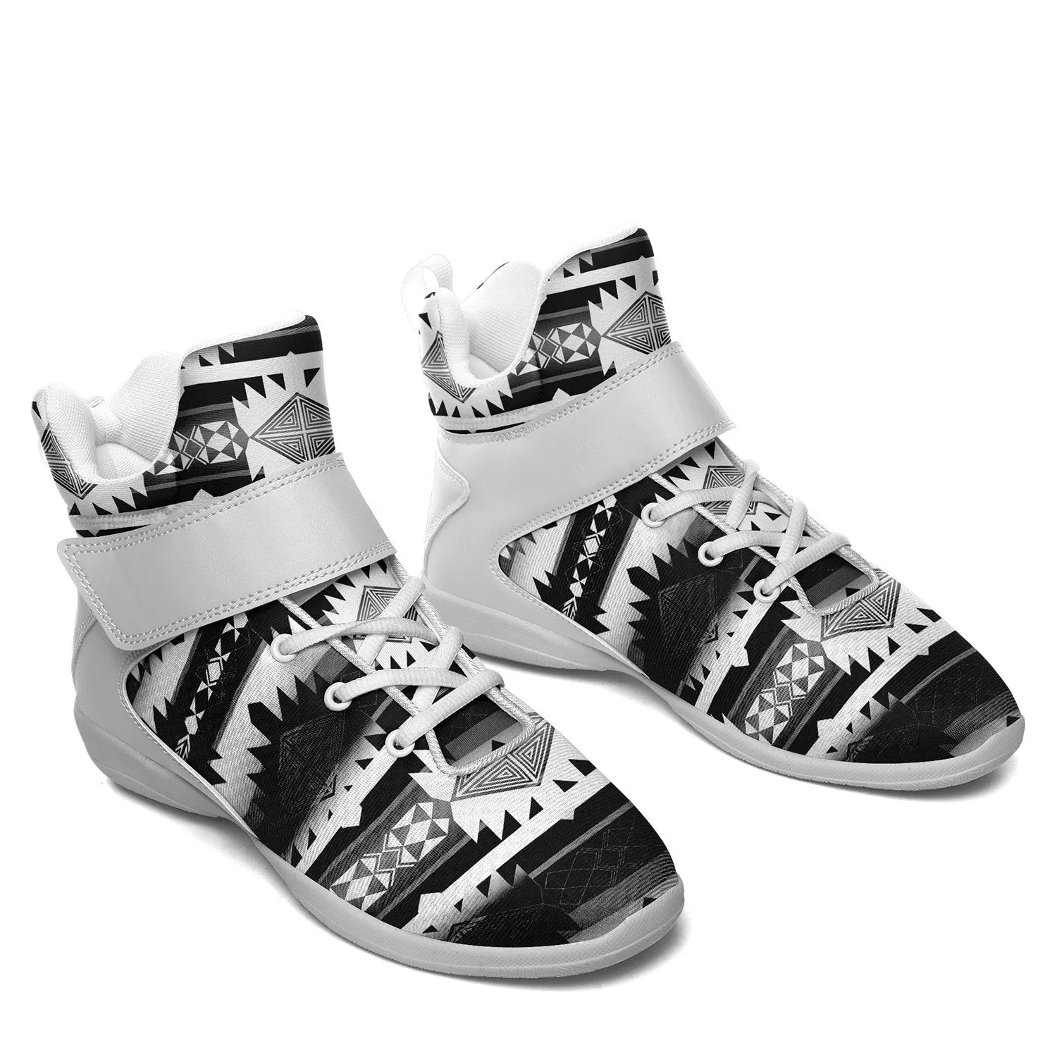 Okotoks Black and White Kid's Ipottaa Basketball / Sport High Top Shoes