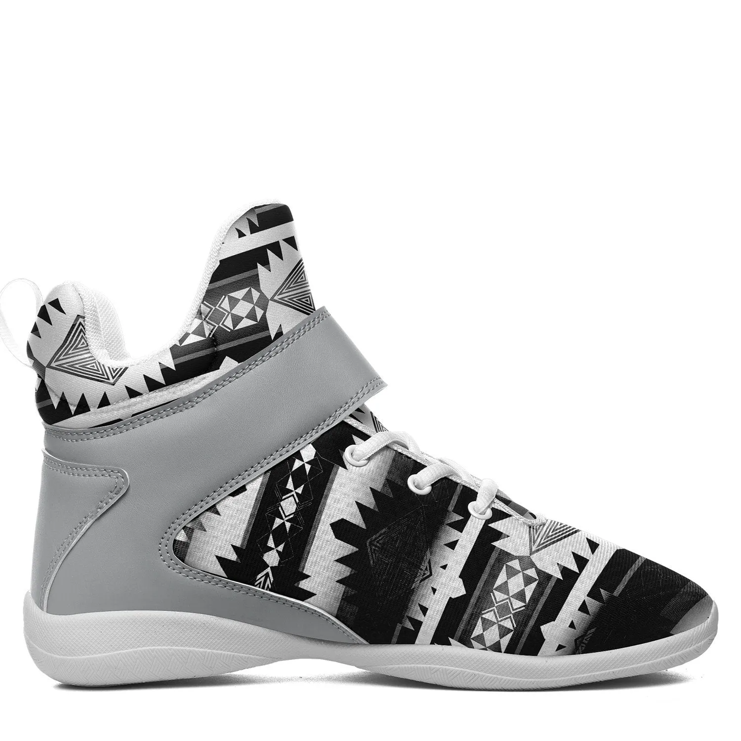 Okotoks Black and White Kid's Ipottaa Basketball / Sport High Top Shoes