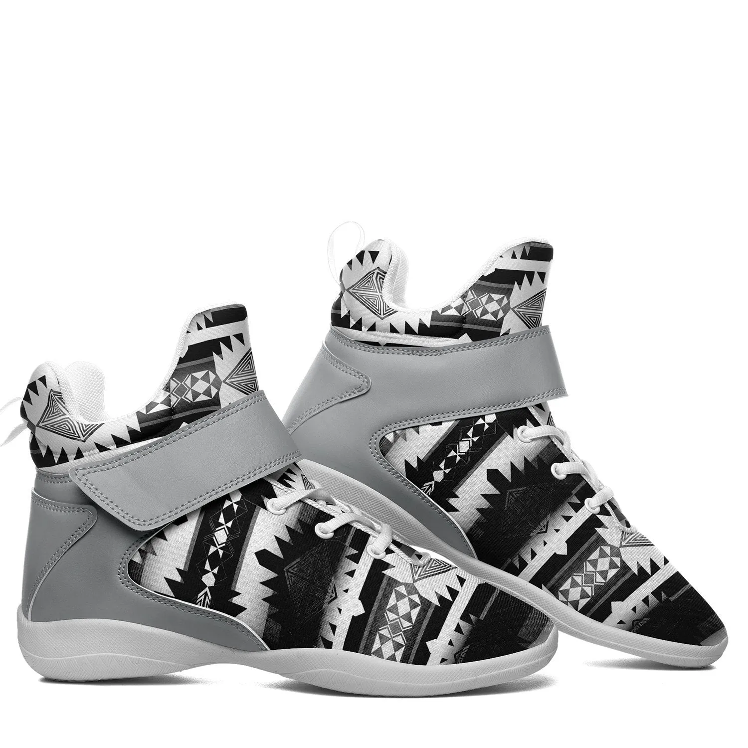 Okotoks Black and White Kid's Ipottaa Basketball / Sport High Top Shoes