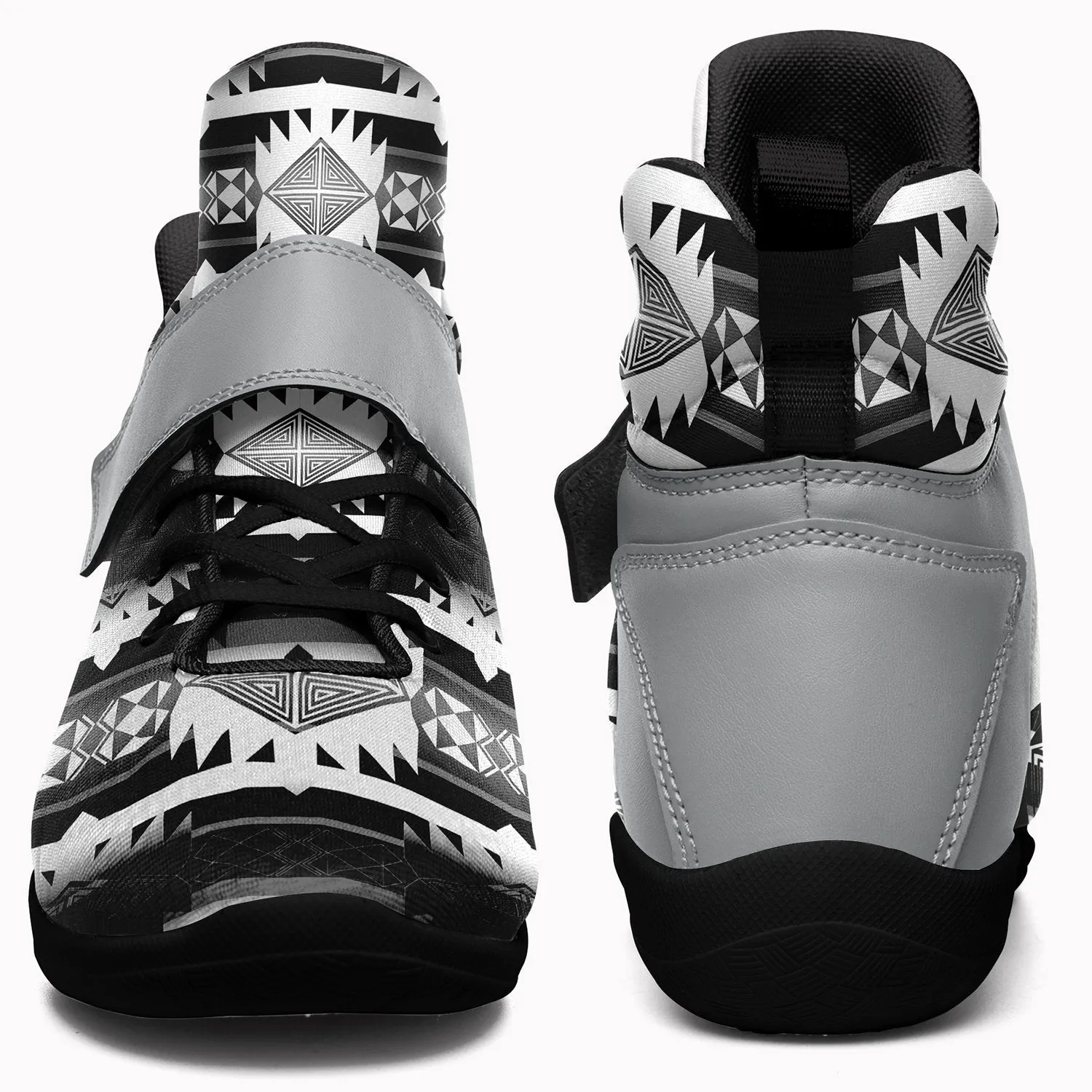 Okotoks Black and White Kid's Ipottaa Basketball / Sport High Top Shoes