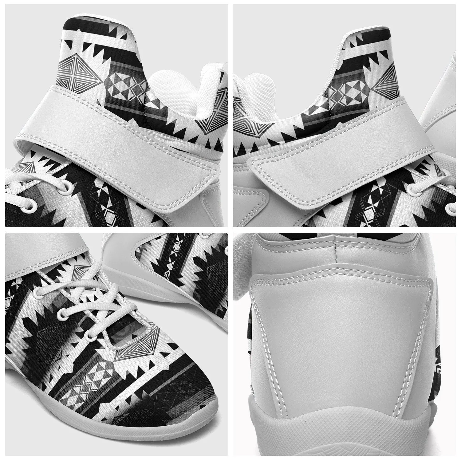 Okotoks Black and White Kid's Ipottaa Basketball / Sport High Top Shoes